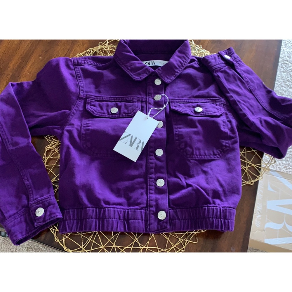 ZARA Dark purple cropped jean jacket 💜